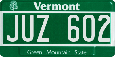 VT license plate JUZ602