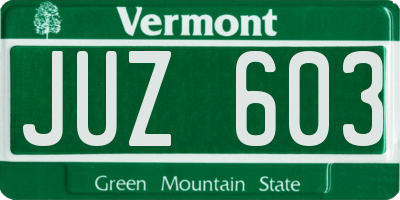 VT license plate JUZ603