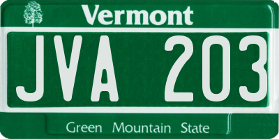 VT license plate JVA203