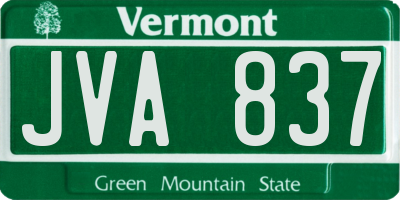 VT license plate JVA837