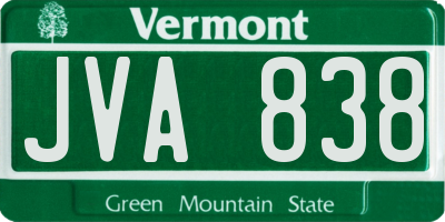 VT license plate JVA838