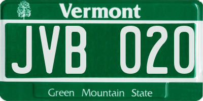 VT license plate JVB020