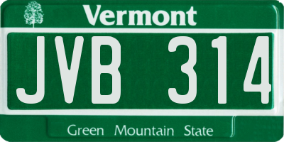 VT license plate JVB314
