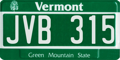 VT license plate JVB315