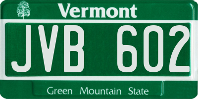 VT license plate JVB602