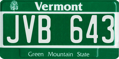 VT license plate JVB643