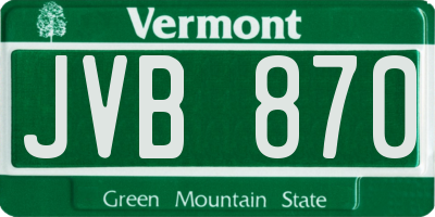 VT license plate JVB870