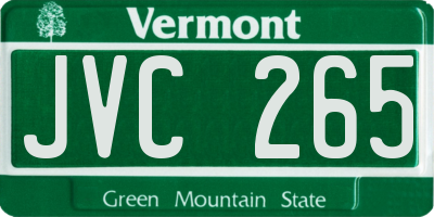 VT license plate JVC265