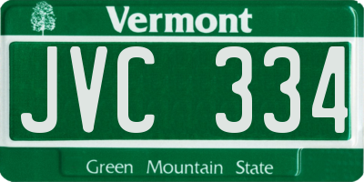 VT license plate JVC334