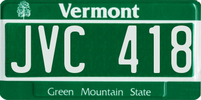 VT license plate JVC418