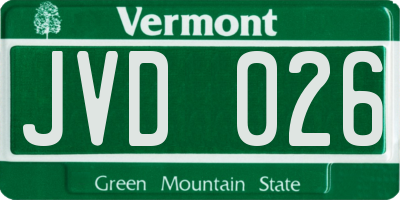 VT license plate JVD026