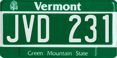 VT license plate JVD231
