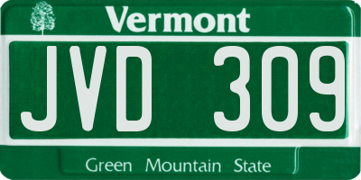 VT license plate JVD309
