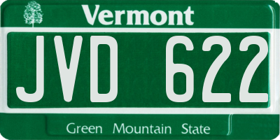 VT license plate JVD622