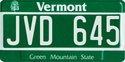 VT license plate JVD645