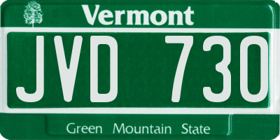 VT license plate JVD730