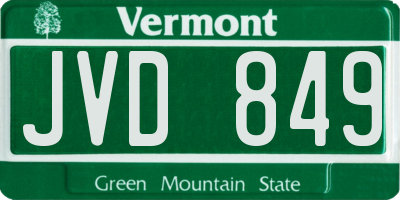 VT license plate JVD849