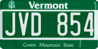 VT license plate JVD854