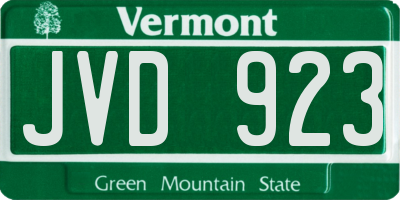 VT license plate JVD923