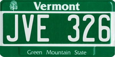 VT license plate JVE326