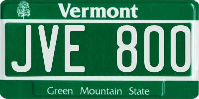 VT license plate JVE800