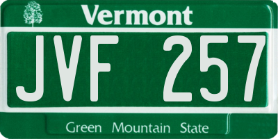 VT license plate JVF257