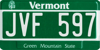 VT license plate JVF597