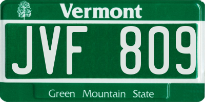 VT license plate JVF809