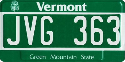 VT license plate JVG363