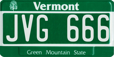 VT license plate JVG666