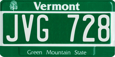 VT license plate JVG728