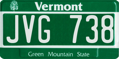 VT license plate JVG738