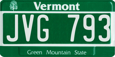 VT license plate JVG793