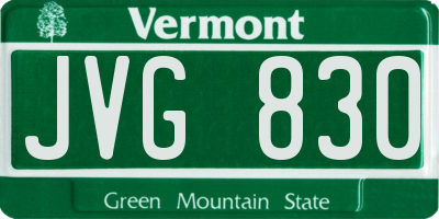 VT license plate JVG830