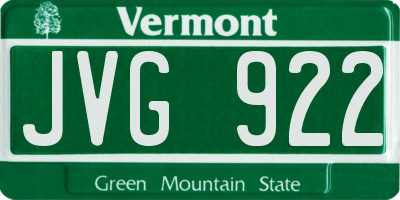 VT license plate JVG922
