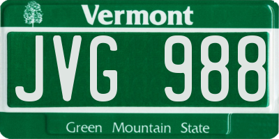VT license plate JVG988
