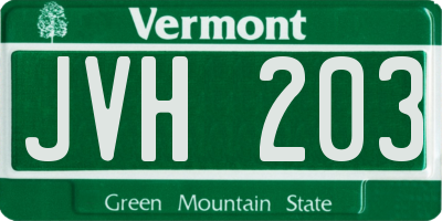 VT license plate JVH203