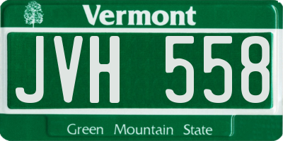VT license plate JVH558