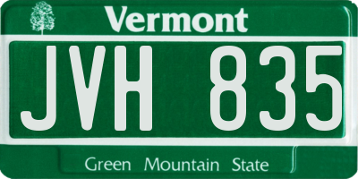 VT license plate JVH835