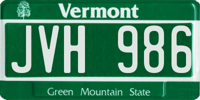 VT license plate JVH986
