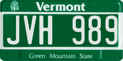 VT license plate JVH989