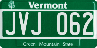 VT license plate JVJ062