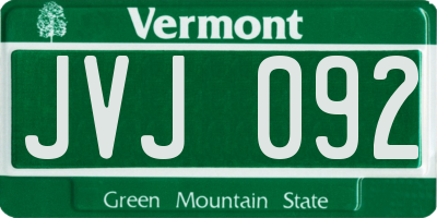 VT license plate JVJ092