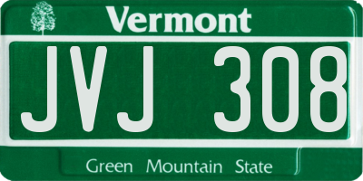 VT license plate JVJ308
