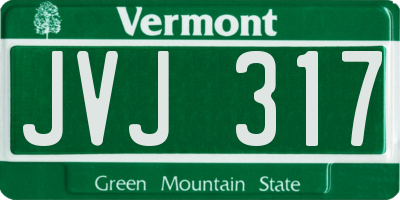 VT license plate JVJ317