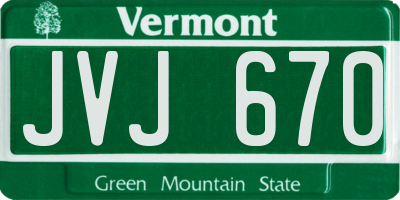 VT license plate JVJ670