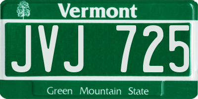 VT license plate JVJ725