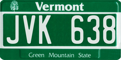 VT license plate JVK638