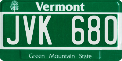 VT license plate JVK680