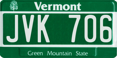 VT license plate JVK706